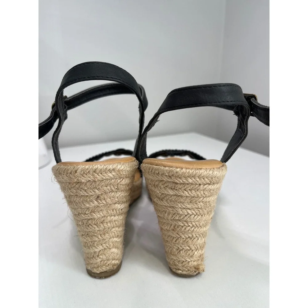 Bumper Gianna-01 Black Eyelet Wedge Espadrille Platform Sandals‎ Womens Size 7
